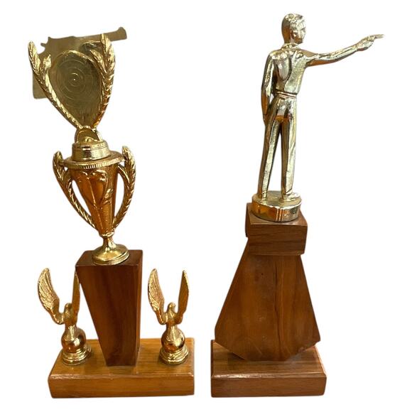 Vintage 1962 1963 Old Trails Shooting Trophies Pair Winner and‎ 2nd Place Trophy - Picture 7 of 9